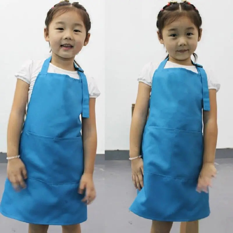 Children Kids Plain Apron Boys Girls Kitchen Cooking Baking Painting Cooking Art Bib Fashion Apron Baby Pinafore