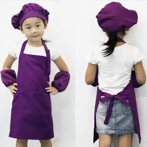 Children Kids Plain Apron Boys Girls Kitchen Cooking Baking Painting Cooking Art Bib Fashion Apron Baby Pinafore