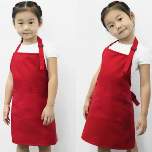 Children Kids Plain Apron Boys Girls Kitchen Cooking Baking Painting Cooking Art Bib Fashion Apron Baby Pinafore