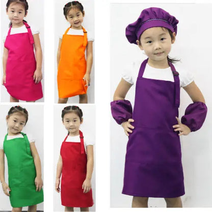 Children Kids Plain Apron Boys Girls Kitchen Cooking Baking Painting Cooking Art Bib Fashion Apron Baby Pinafore