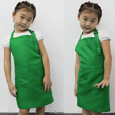 Children Kids Plain Apron Boys Girls Kitchen Cooking Baking Painting Cooking Art Bib Fashion Apron Baby Pinafore