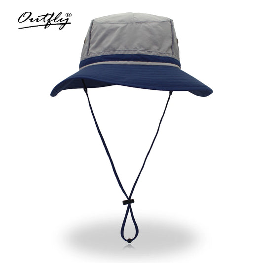 Summer Sun Hat Men Japanese Bucket Hat With Reflective Stripes Breathable Color-block Fishing Anti-UV Adjustable Light Hat