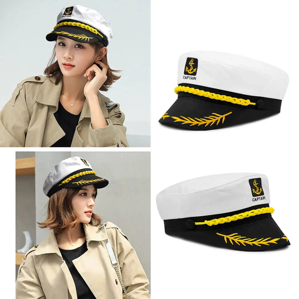 Adult Yacht Military Captain Hats Adjustable Men Women Navy Marine Admiral Cap Costume Party Fancy Dress Accessories