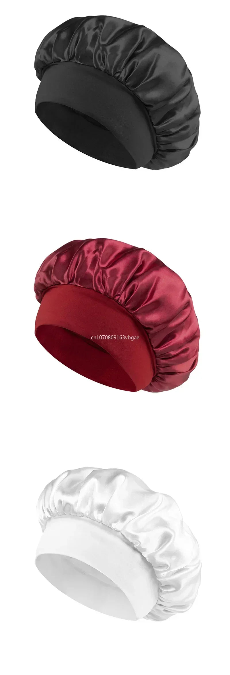 1pcs Unisex Satin Solid Wide-brimmed Sleeping Hat Elastic Band Cap Hair Care Bonnet Night Hat