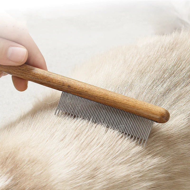 Cat Comb Stainless Steel Pet Hair Remover Wooden Handle Cat Hair Comb Pet Grooming Massage Dog Brush Cleaning Tool Pets Supplies